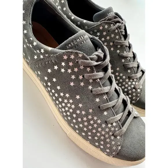 Skechers Street Sneakers Gray Suede Nebulae Silver Stars Celestial Womens 8 - Picture 2 of 8